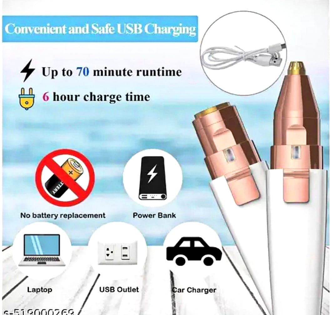2-in-1 Painless Facial Hair Remover & Eyebrow Trimmer | USB Rechargeable | Gentle & Instant Removal