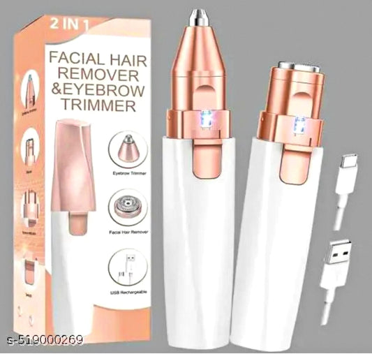 2-in-1 Painless Facial Hair Remover & Eyebrow Trimmer | USB Rechargeable | Gentle & Instant Removal