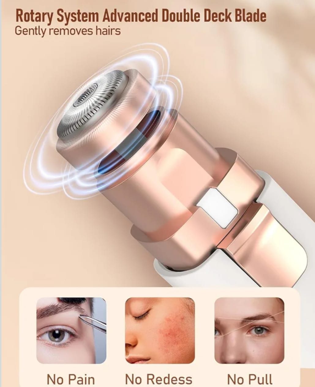 2-in-1 Painless Facial Hair Remover & Eyebrow Trimmer | USB Rechargeable | Gentle & Instant Removal